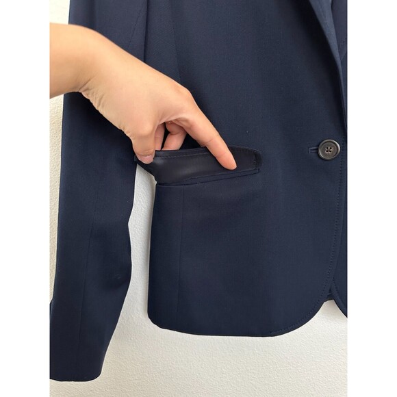 J.Crew 100% Wool Blazer One Button Navy Blue Workwear Classic Women's Size 0 - Picture 5 of 8